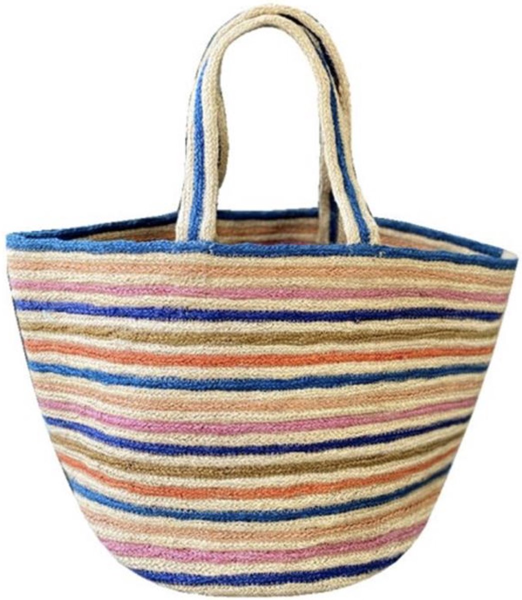 Jute & cotton recycle work mixed Bag Strandtas