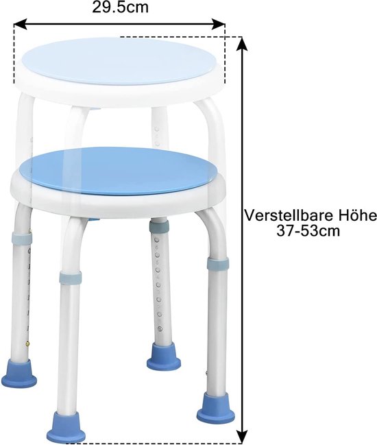 Douchekruk in hoogte verstelbaar douchestoel rechthoekig douchestoel voor senioren bol