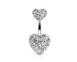 Piercing dubbele hart wit - LMPiercings