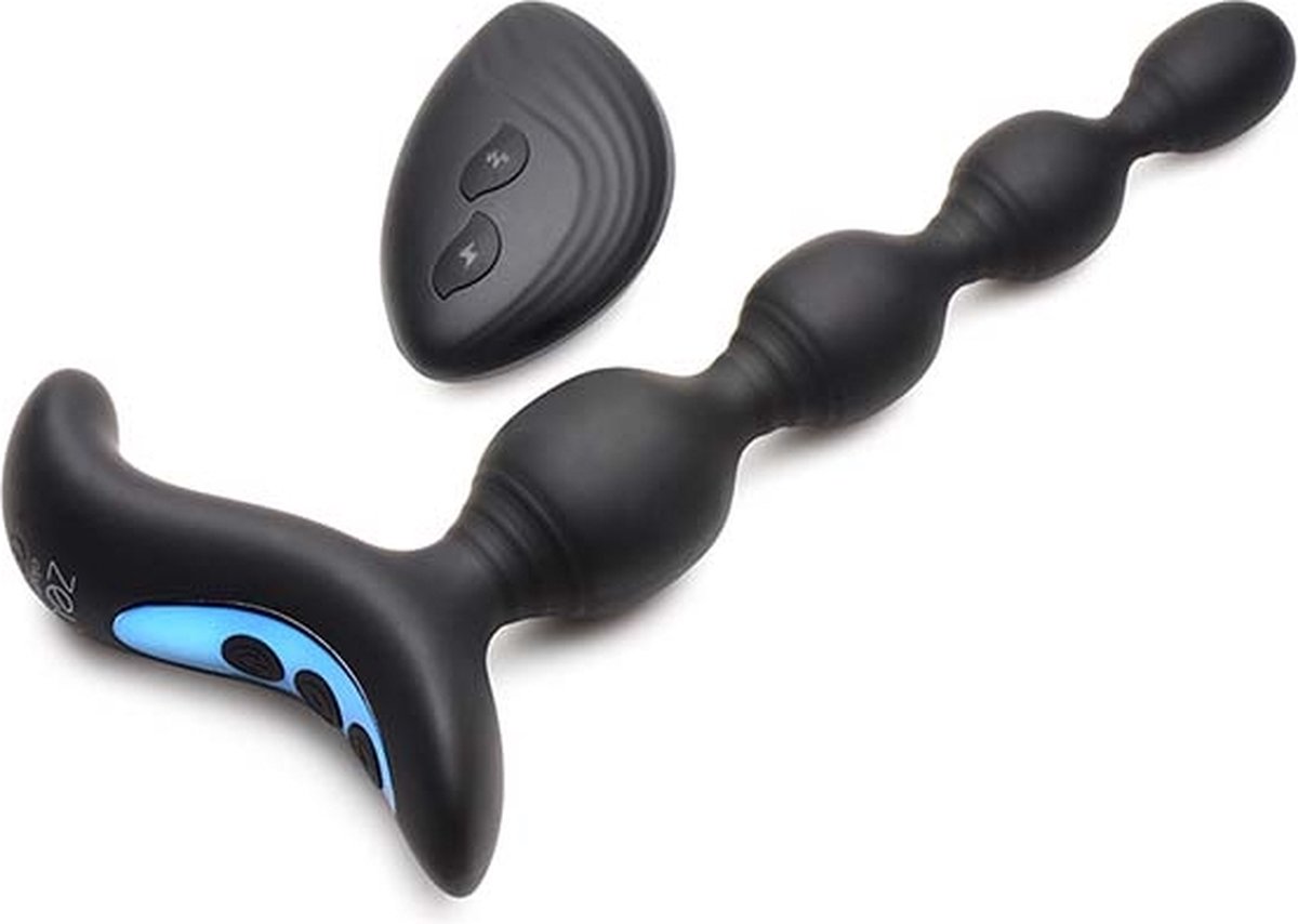 Goedkoopste XR Brands Vibrerende en E-Stim Siliconen Anaal Kralen met Afstandsbediening black
