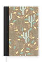 Notitieboek - Schrijfboek - Cactus - Pastel - Patroon - Notitieboekje klein - A5 formaat - Schrijfblok