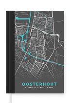 Carnet - Carnet - Carte - Oosterhout - Grijs - Blauw - Carnet - Format A5 - Bloc-notes - Plan de la ville