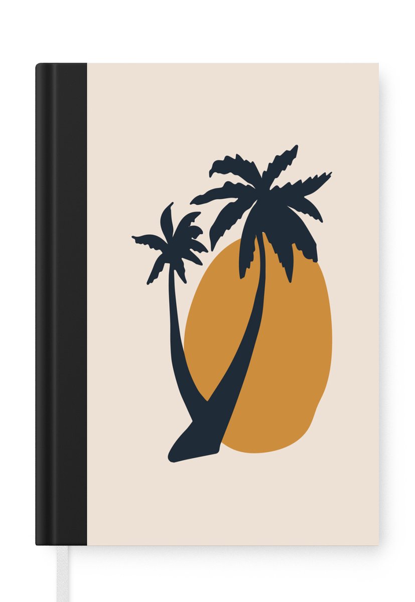 Notitieboek - Schrijfboek - Palmboom - Zon - Pastel - Notitieboekje klein - A5 formaat - Schrijfblok