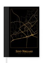 Notitieboek - Schrijfboek - Kaart - Sint-Niklaas - Simpel - Goud - Zwart - Notitieboekje klein - A5 formaat - Schrijfblok