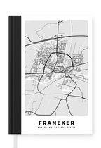 Notitieboek - Schrijfboek - Stadskaart - Franeker - Grijs - Wit - Notitieboekje klein - A5 formaat - Schrijfblok - Plattegrond