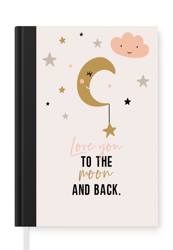 Carnet - Cahier d'écriture - Citations - Je t'aime jusqu'à la lune et le dos - Proverbes - Enfants - Carnet - Format A5 - Bloc-notes