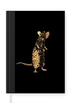 Notitieboek - Schrijfboek - Dier - Rat - Goud - Afbeelding - Notitieboekje klein - A5 formaat - Schrijfblok