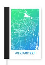 Notitieboek - Schrijfboek - Stadskaart - Zoetermeer - Blauw - Nederland - Notitieboekje klein - A5 formaat - Schrijfblok - Plattegrond