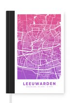 Notitieboek - Schrijfboek - Stadskaart - Leeuwarden - Paars - Roze - Notitieboekje klein - A5 formaat - Schrijfblok - Plattegrond