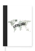 Notitieboek - Schrijfboek - Wereldkaart - Aquarelverf - Explore - Notitieboekje klein - A5 formaat - Schrijfblok