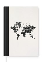 Notitieboek - Schrijfboek - Wereldkaart - Cijfers - Zwart - Notitieboekje klein - A5 formaat - Schrijfblok