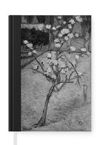 Notitieboek - Schrijfboek - Perenboompje in bloei - Vincent van Gogh - Zwart - Wit - Notitieboekje klein - A5 formaat - Schrijfblok