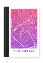 Notitieboek - Schrijfboek - Stadskaart - Sint-Niklaas - Paars - België - Notitieboekje klein - A5 formaat - Schrijfblok - Plattegrond
