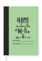 Notitieboek - Schrijfboek - Quotes - Spreuken - Huis - Home is where the Wi-Fi is - Notitieboekje klein - A5 formaat - Schrijfblok