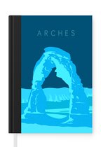 Notitieboek - Schrijfboek - Park - Arches - USA - Amerika - Illustratie - Notitieboekje klein - A5 formaat - Schrijfblok