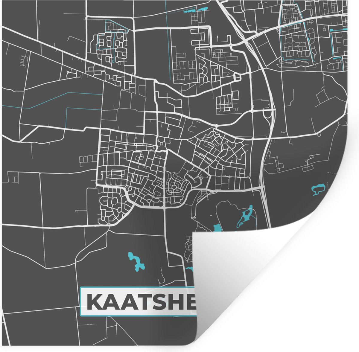 Stickers muraux Carte Kaatsheuvel Carte Plan de la ville 100x100 cm