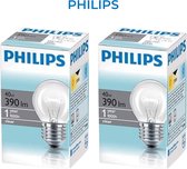 Philips - GLOEILAMP - 40Watt - Helder - Kogellamp - E27 fitting - Grote fitting - Dimbaar - 2 STUK(S)