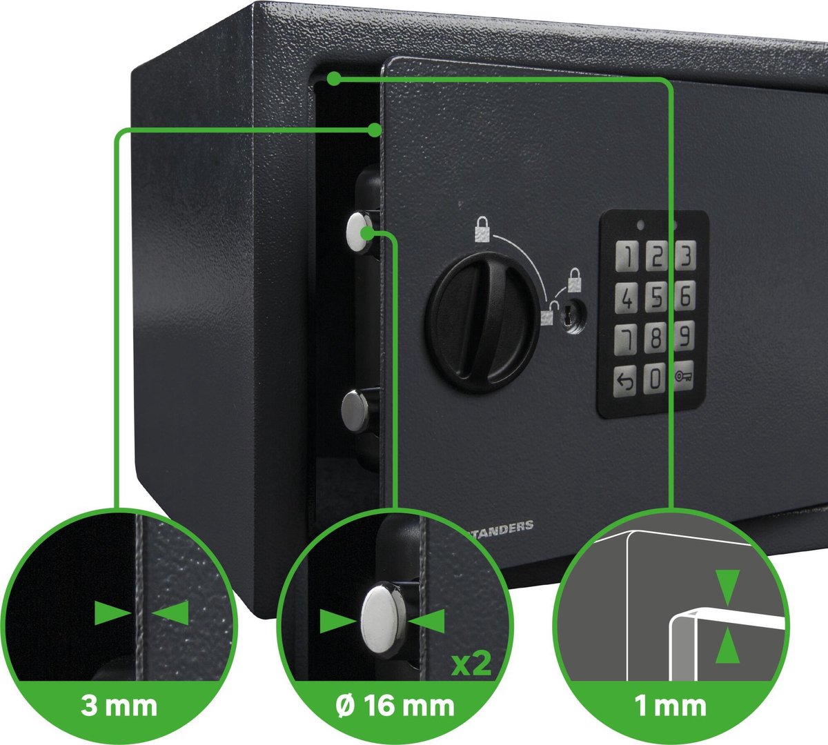 UISEBRT Elektronische Kluis met Sleutel Vuurvast 38 x 35 x 35 cm