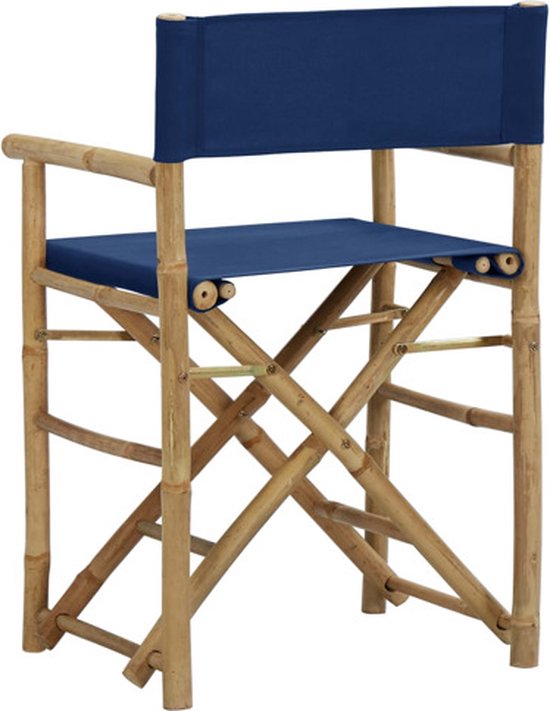 vidaXL - Regisseursstoelen - 2 - st - inklapbaar - blauw - bamboe - en - stof van Vidaxl — afbeelding 4