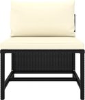 Module de banc noir avec coussin et dossier crème, vue de face.