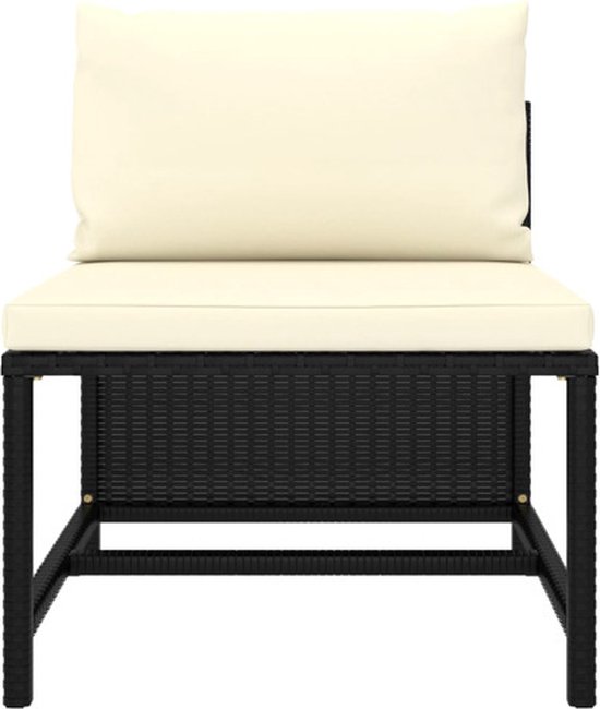Module de banc noir avec coussin et dossier crème, vue de face.