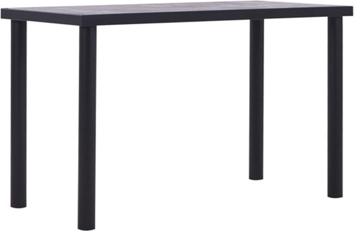 vidaXL - Eettafel - 120x60x75 - cm - MDF - zwart - en - betongrijs