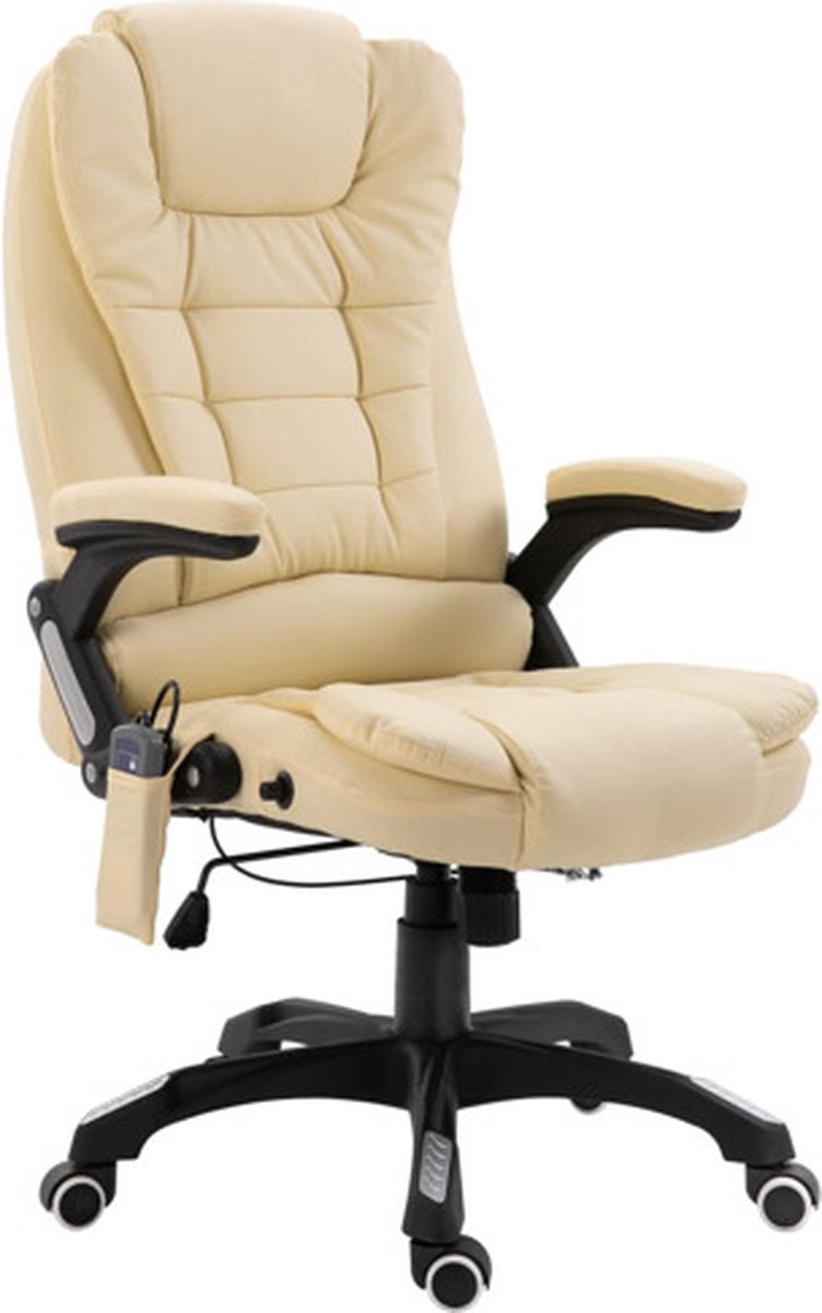 vidaXL Massage - kantoorstoel - kunstleer - crème