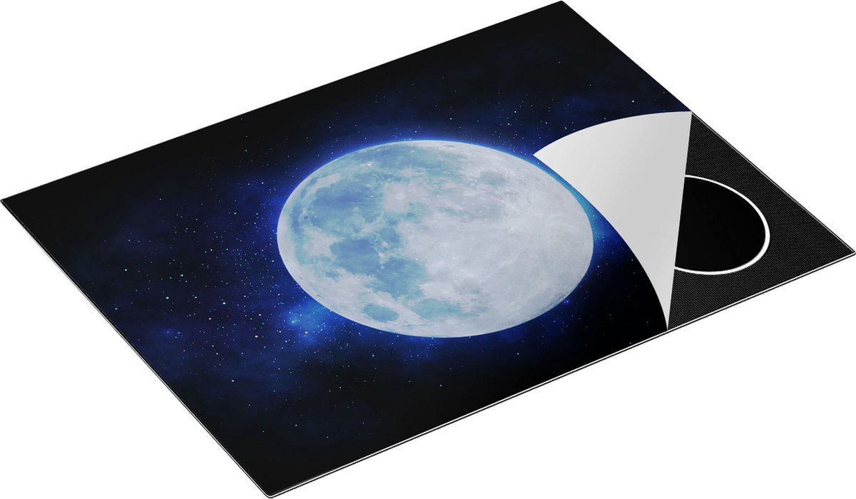 Chefcare Inductie Beschermer Volle Maan in de Ruimte - 70x52 cm - Afdekplaat Inductie - Kookplaat Beschermer - Inductie Mat