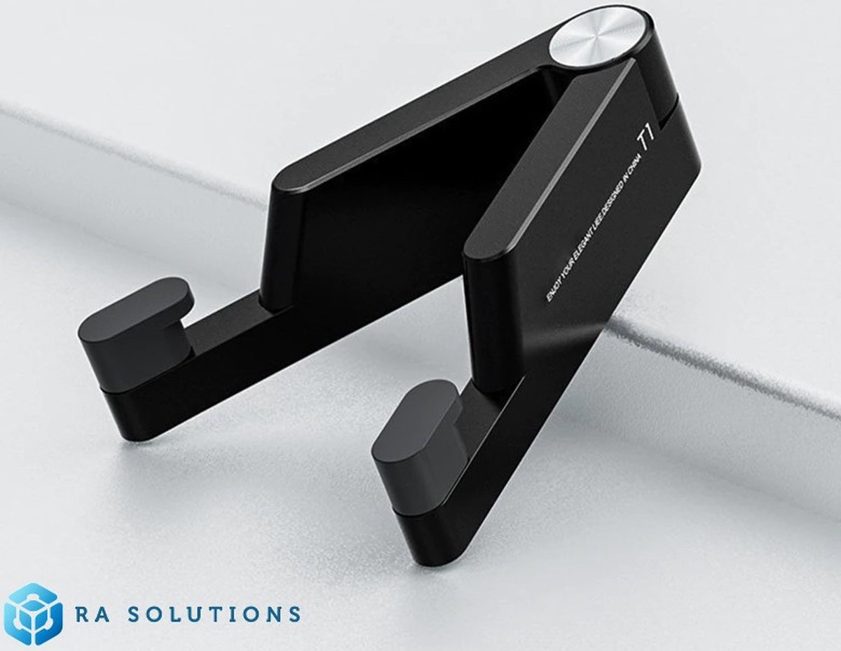 RA Solutions - Telefoniehouder - Voor telefoon en tablet - Opvouwbaar- Universeel - Aluminium - Portable - Zwart |
