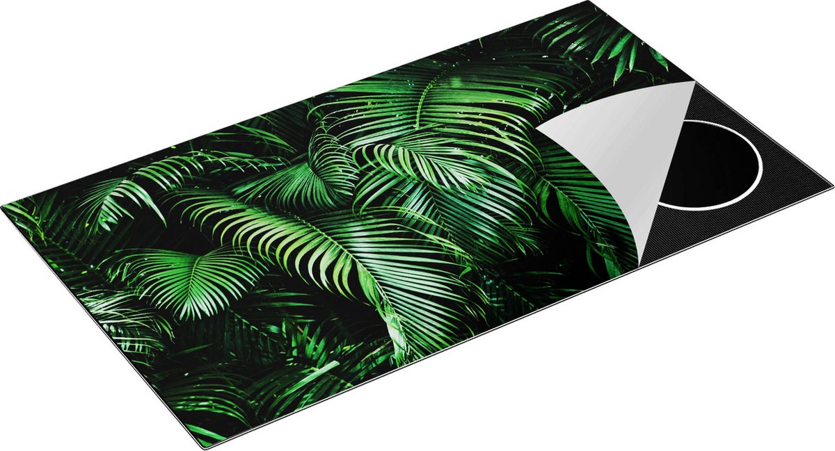 Chefcare Inductie Beschermer Tropische Palm Bladeren - Groen - 95x55 cm - Afdekplaat Inductie - Kookplaat Beschermer - Inductie Mat
