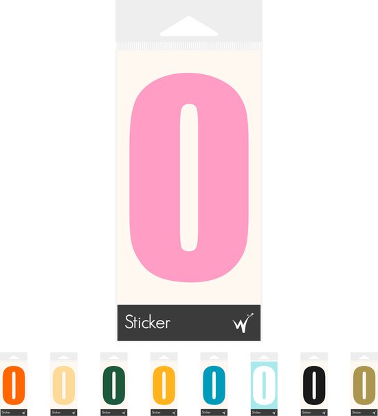 Container Sticker Huisnummer - Cijfer 0 Cijfersticker - Kliko Sticker - Deursticker - Weerbestendig - 10 x 5,5 cm - Roze