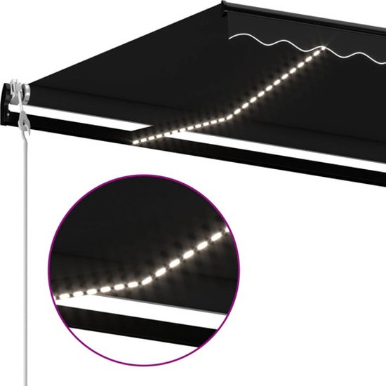 vidaXL Auvent vidaXL avec LED et capteur de vent 600x350 cm Anthracite
