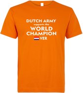 T-shirt Dutch Army supports the World Champion | Formule 1 fan | Max Verstappen / Red Bull racing supporter | Oranje | maat XS