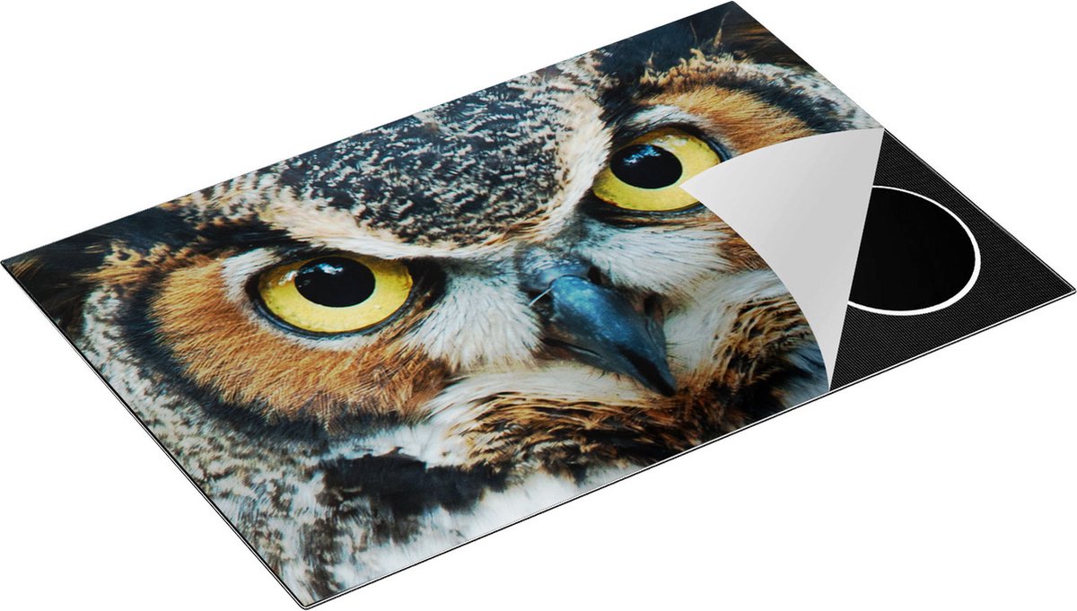 Chefcare Inductie Beschermer Uil Kop met Gouden Ogen - 81,2x52 cm - Afdekplaat Inductie - Kookplaat Beschermer - Inductie Mat