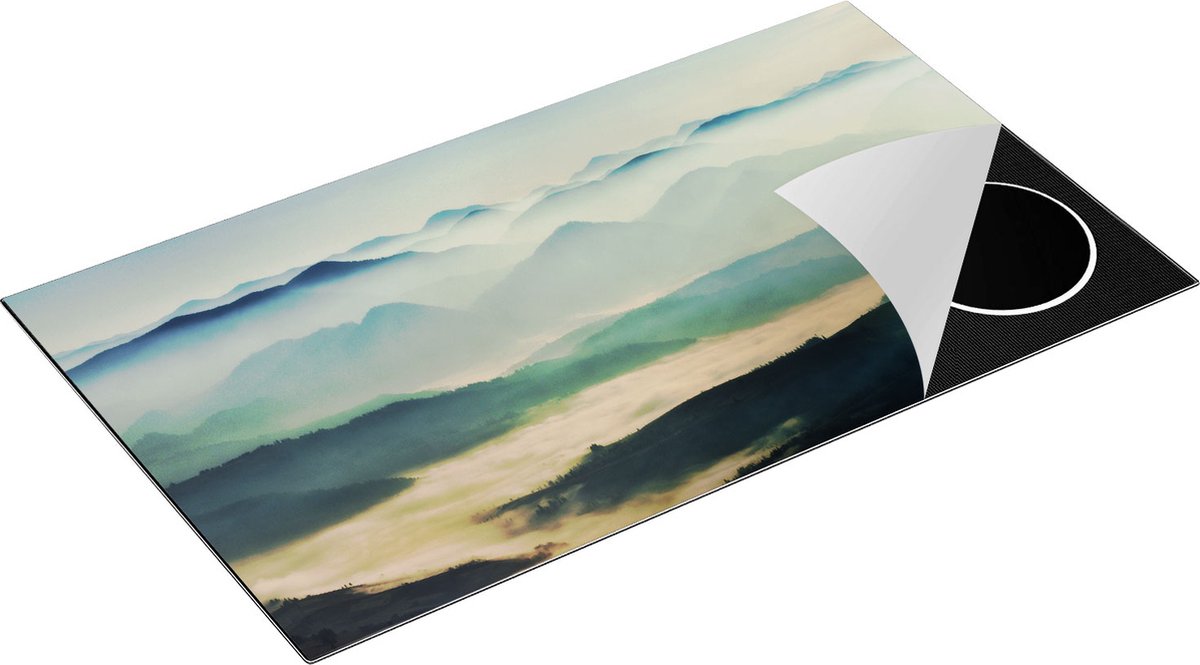 Chefcare Inductie Beschermer Heuvel Landschap tijdens de Mist - 89,6x51,6 cm - Afdekplaat Inductie - Kookplaat Beschermer - Inductie Mat