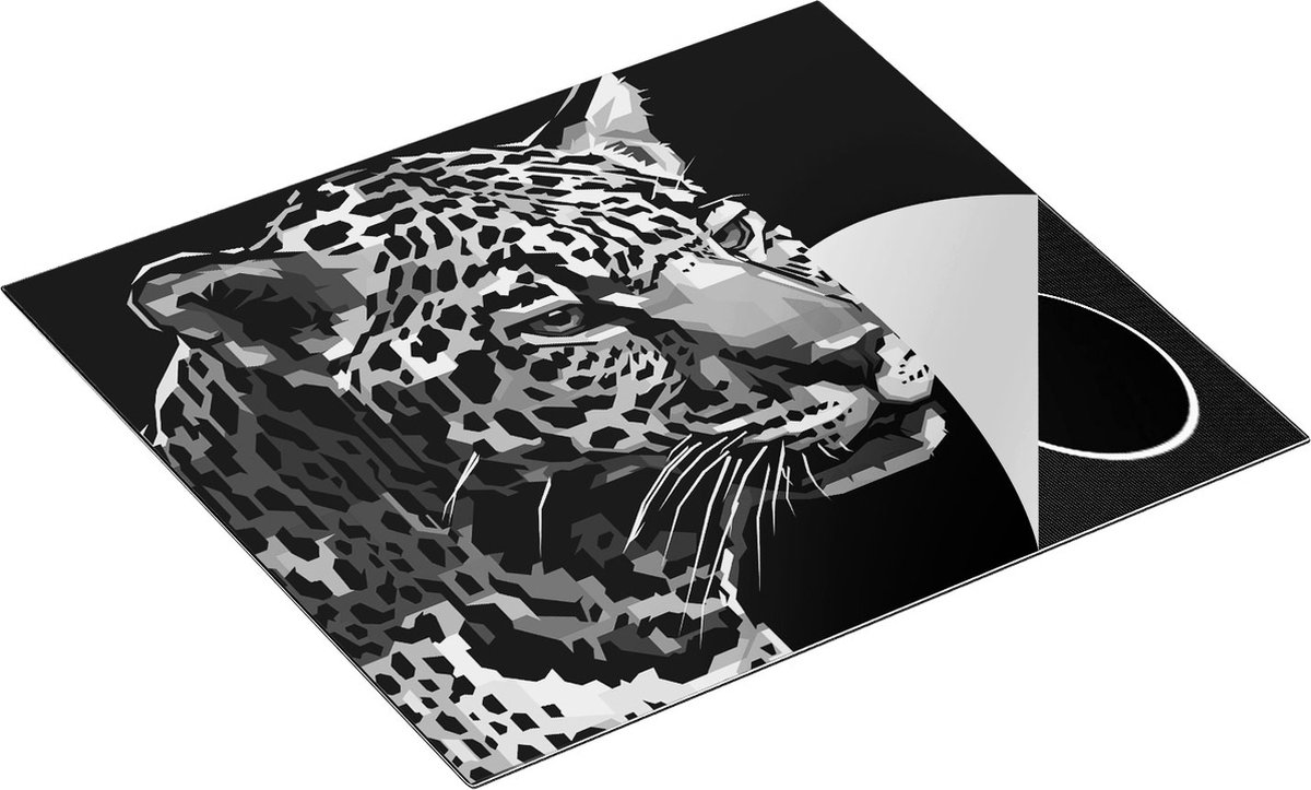 Chefcare Inductie Beschermer Kleurrijke Luipaard - Abstract - Zwart Wit - 60x50 cm - Afdekplaat Inductie - Kookplaat Beschermer - Inductie Mat