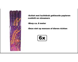 6x Super mega partyshooter multi 80 cm papiersnippers - Papier Party thema feest popper shooter kanon kerst festival oud en nieuw 2022 oudjaars avond