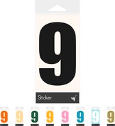 Container Sticker Huisnummer - Cijfer 9 Cijfersticker - Kliko Sticker - Deursticker - Weerbestendig - 10 x 6 cm - Zwart