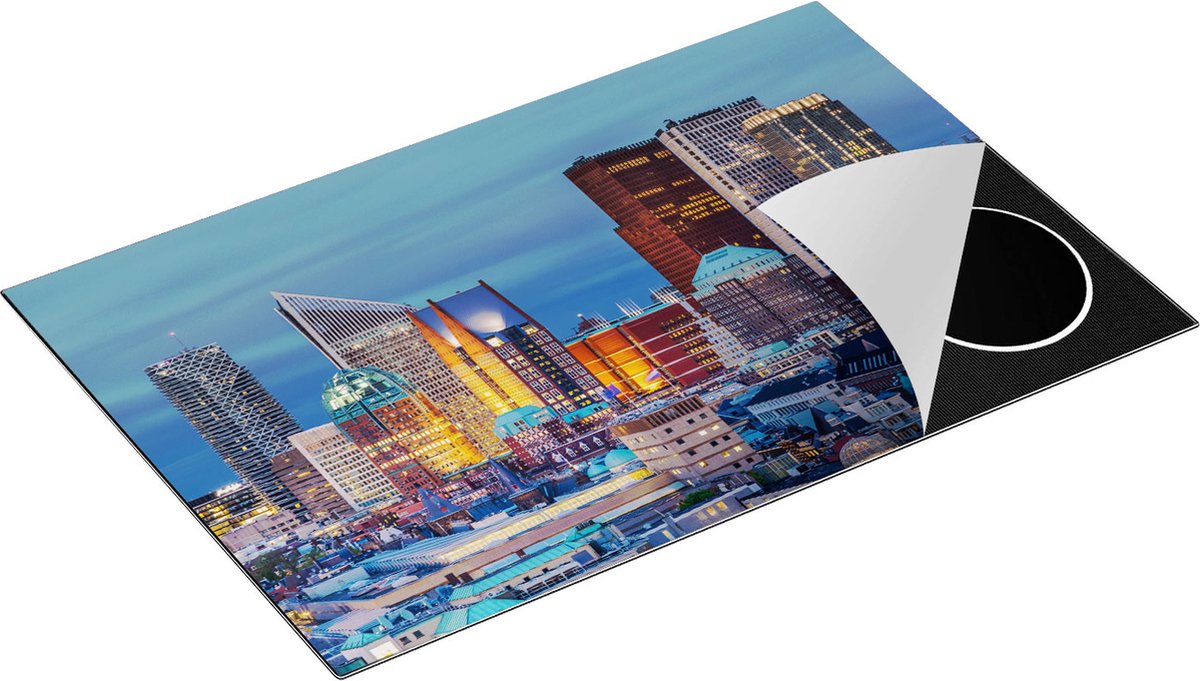 Chefcare Inductie Beschermer Den Haag Skyline met Wolkenkrabbers - 83x51,5 cm - Afdekplaat Inductie - Kookplaat Beschermer - Inductie Mat