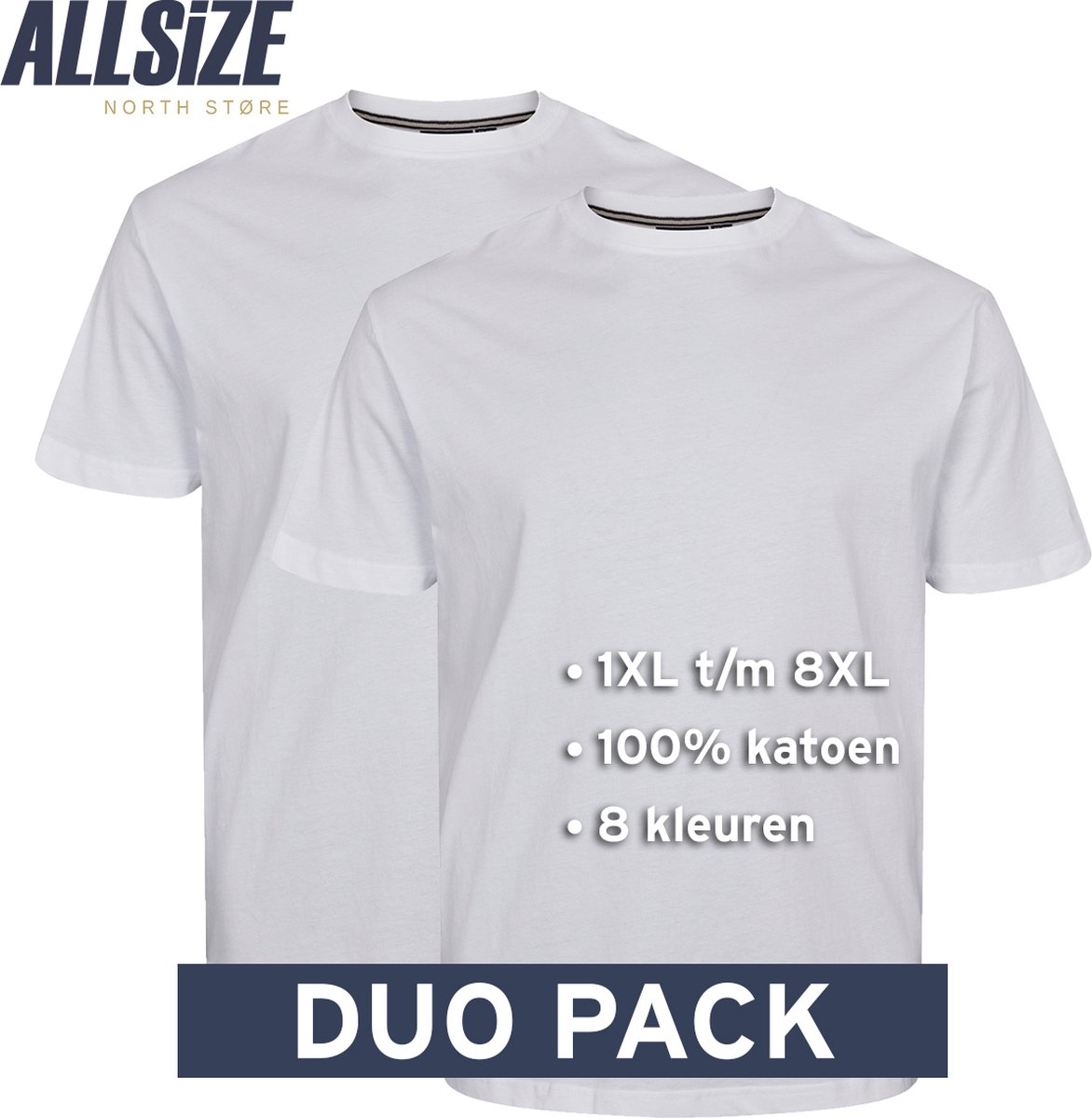 North 56°4 T-Shirts | Wit | 8XL | 2-Pack | Ronde Hals