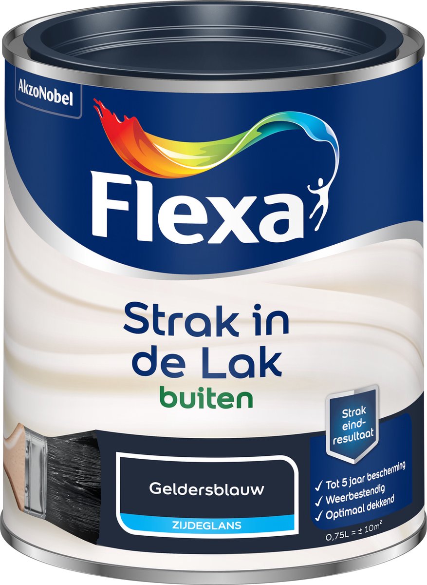 Flexa Strak In De Lak Zijdeglans - Buitenverf - Gelderblauw - 0,75 liter