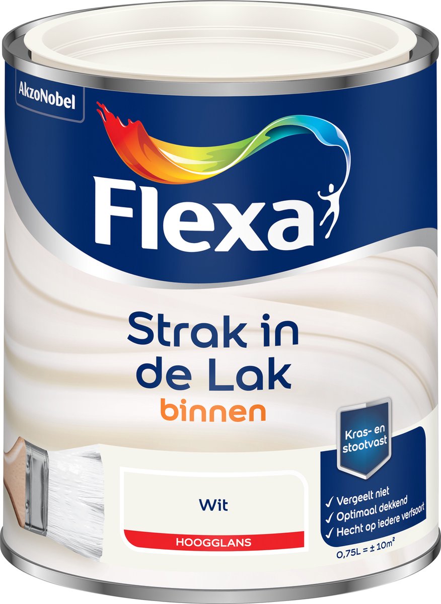 Flexa Strak in de Lak - Watergedragen - Hoogglans - wit - 0,75 liter |  bol.com