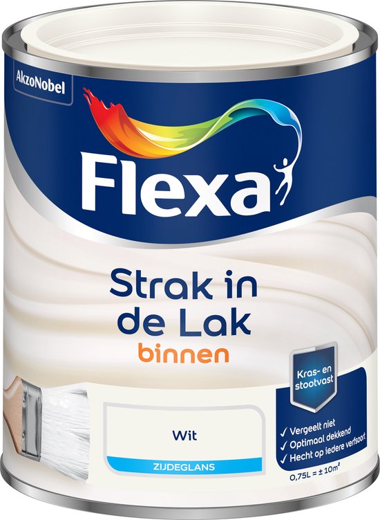 Flexa Strak in de Lak - Watergedragen - Zijdeglans - Wit - 750 ml