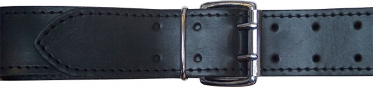 Mister B leren riem gestikt 5 cm breed - 85 cm lang Medium - zwart