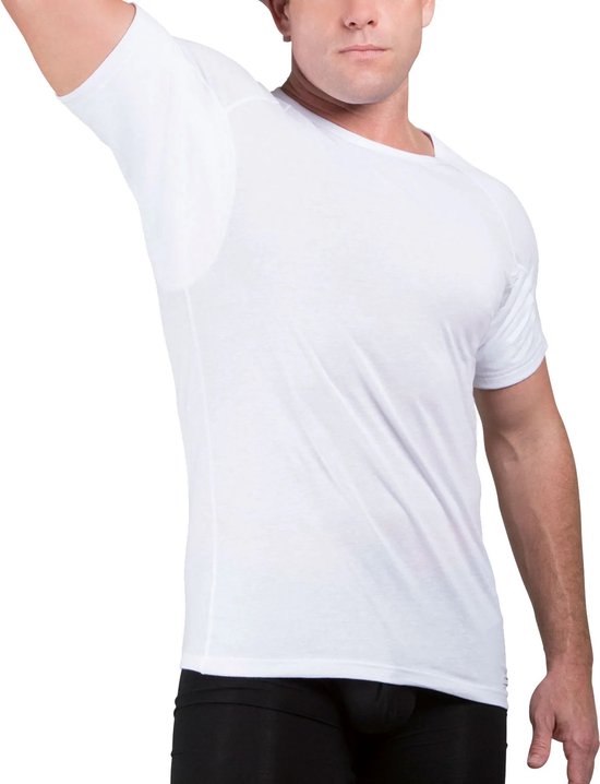 ConfidenceForAll® Heren Anti Zweet Shirt met Ingenaaide Okselpads - Katoen Regular fit - V-hals Wit