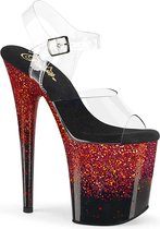 Pleaser - FLAMINGO-808SS Sandaal met enkelband, Paaldans schoenen - Paaldans schoenen - 35 Shoes - Rood/Zwart