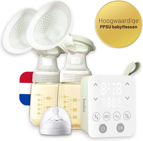 Product: Borstkolf Electrisch Dubbel - Kolf Draadloos Borstpomp Breast Pump - Kolfset Inclusief PPSU Babyfles, van het merk Koalaa