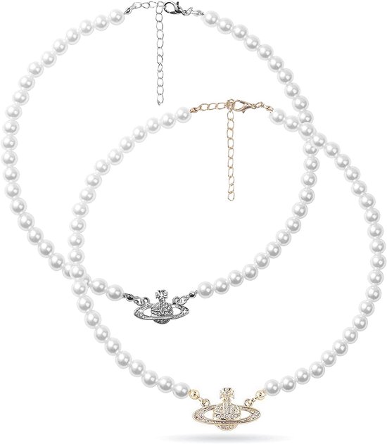 LOLIAS Parelketting Goud 14K Zilver Choker Ketting - Eenvoudige Parel Choker Ketting Voor Dames Sieraden - Geschenken, Edelmetaal