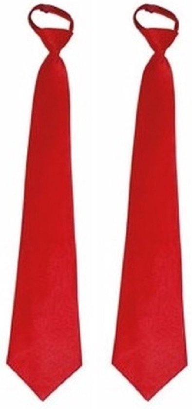 Funny Fashion carnaval verkleed stropdas - 2x stuks - rood - 46 cm - polyester - volwassenen - Trump das - met elastiek