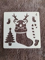 Rudolf in kerstsok, kerst, sjabloon, stencil, kaarten maken, scrapbooking, 15 x 15 cm